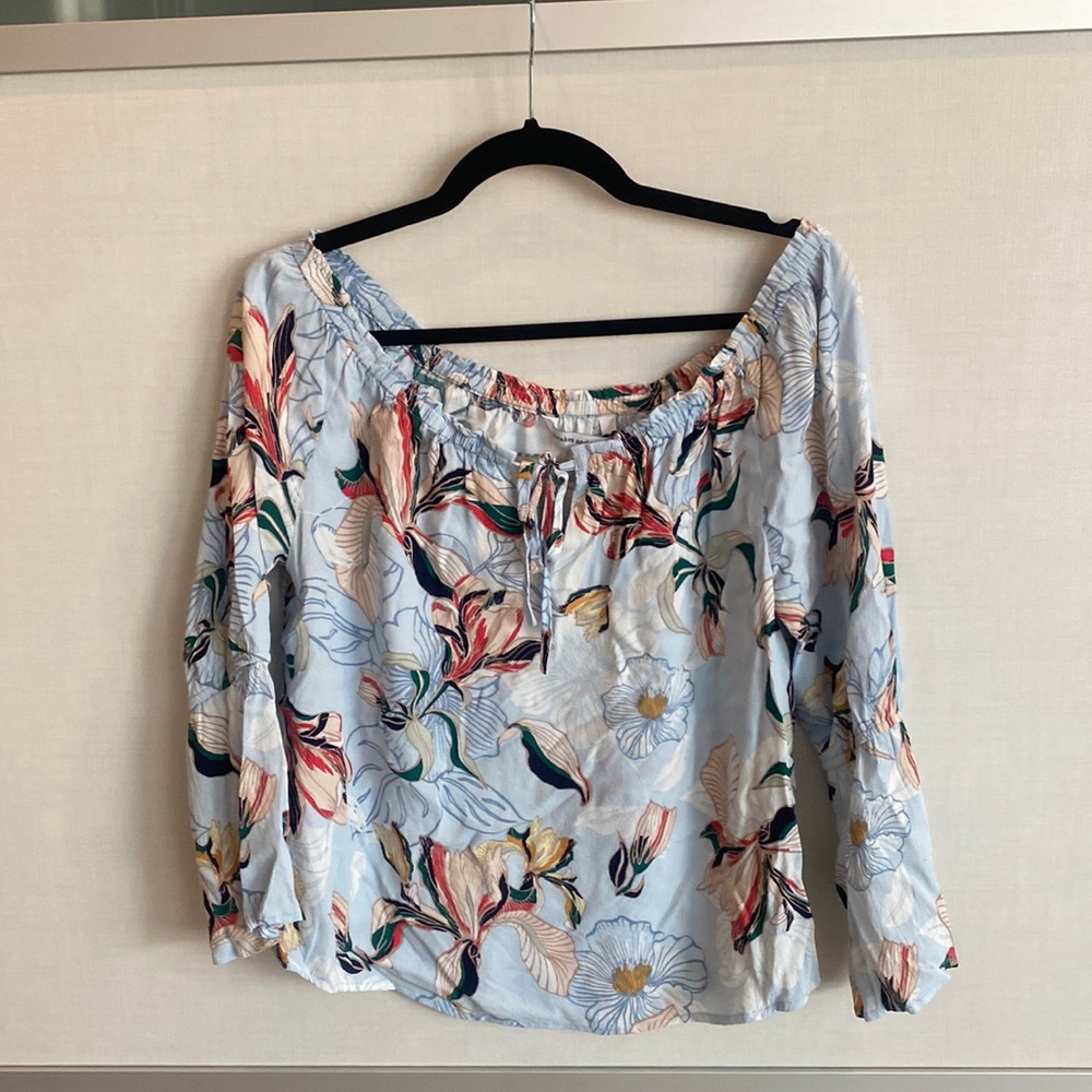 Cupcakes & Cashmere Blue Off The Shoulder Blouse